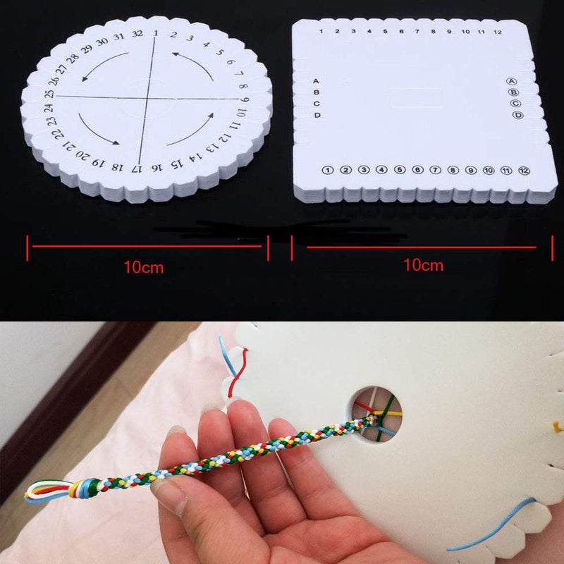 Comidox 4Pcs Kumihimo Disk Braiding Wheel Lightweight & Convenient Friendship Bracelet Disc Square & Round Kumihimo Supplies for Beading & Bracelet Weaving Kit DIY - Image 5